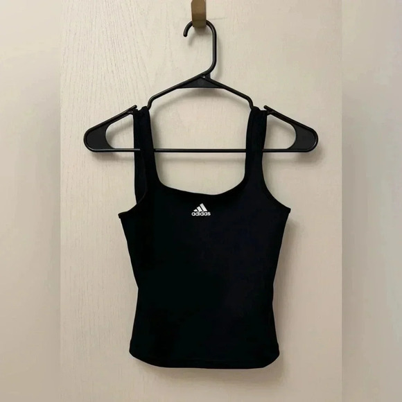 Adidas Aeroready Hyperglam Training Tank Top Size XS Black Low Scoop Back - Picture 3 of 9